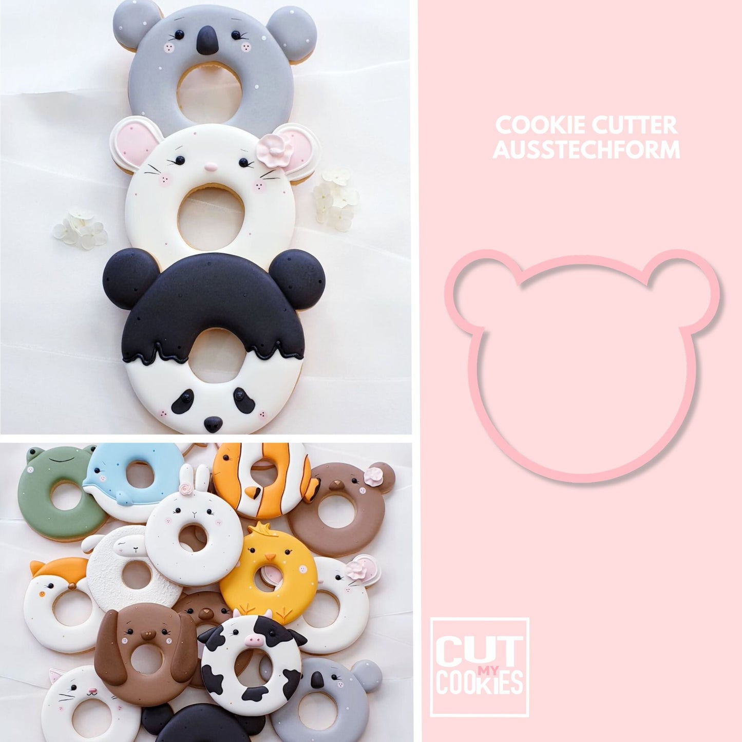 Ausstechform Donut Maus, Panda, Koala