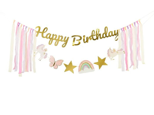 Girlande - Banner - Happy Birthday - Einhorn